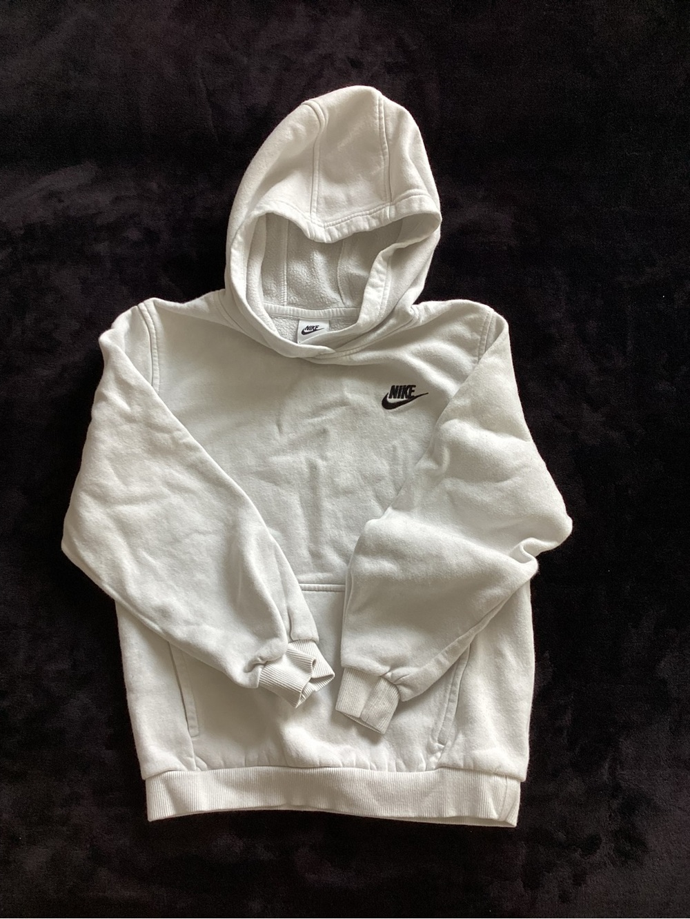 Nike White Hoodie with Black Logo - Kids Sweatshirt